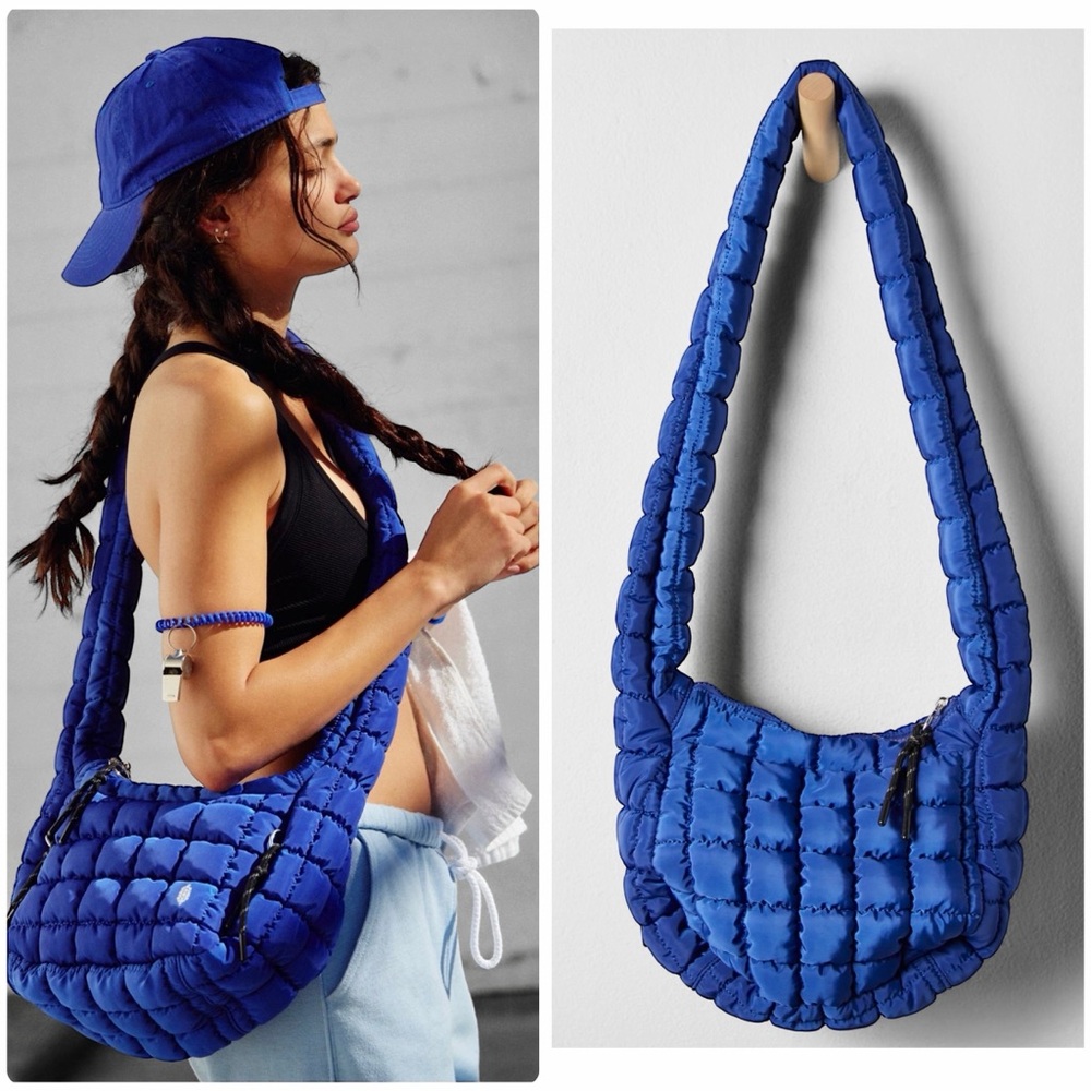 NWT Free People x FP Movement Quilted Baby Carryall Crossbody Bag in Royal Blue